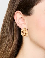 Waterproof Gold Plated Stainless Steel Knotted Link Drop Earrings