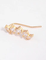 Gold Cubic Zirconia Circle & Navette Crawler Earrings