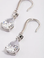 Rhodium Pear Cubic Zirconia Earrings