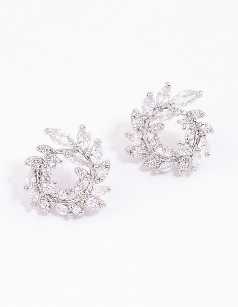 Silver Mini Wreath Stud Earrings