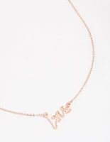 Rose Gold Cursive Love Pendant Necklace