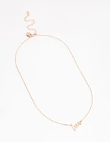 Rose Gold Cursive Love Pendant Necklace