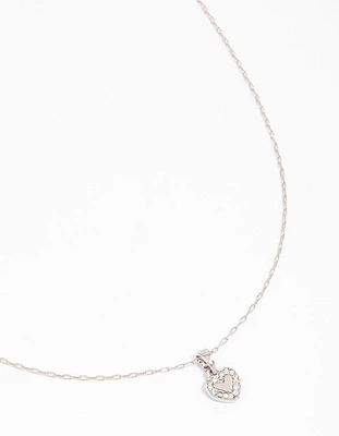 Silver Diamante Mini Heart Pendant Necklace