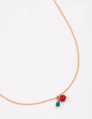 Gold Apple Pendant Necklace