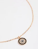 Gold Diamante Evil Eye Pendant Necklace