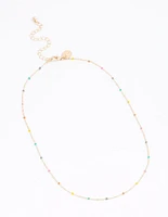 Gold Mini Ball Chain Mixed Bead Necklace