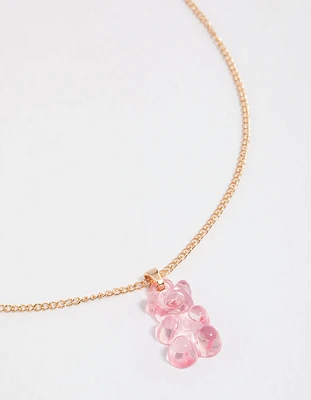 Gold Mini Gummy Bear Pendant Necklace