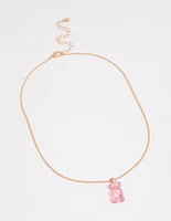 Gold Mini Gummy Bear Pendant Necklace