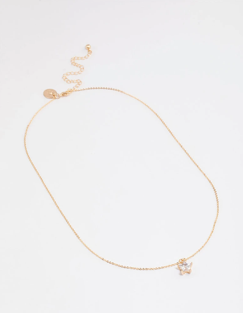 Gold Diamante Mini Star Necklace