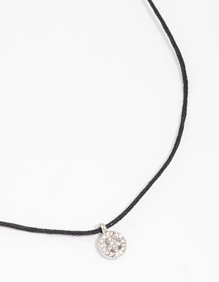 Rhodium Diamante Peace Sign Pendant Necklace