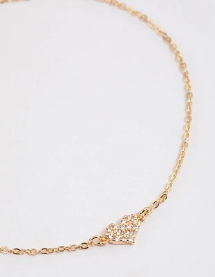 Gold Pave Mini Heart Bracelet