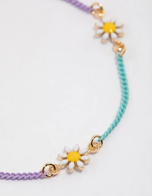 Gold Mixed Chain Daisy Bracelet