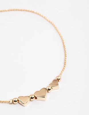 Gold Triple Mini Heart Bracelet