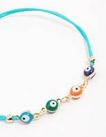 Gold Multi Evil Eye Chain Bracelet