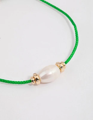 Fabric Simple Pearl Pendant Bracelet