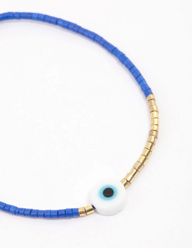 Fabric Evil Eye Pendant Bracelet