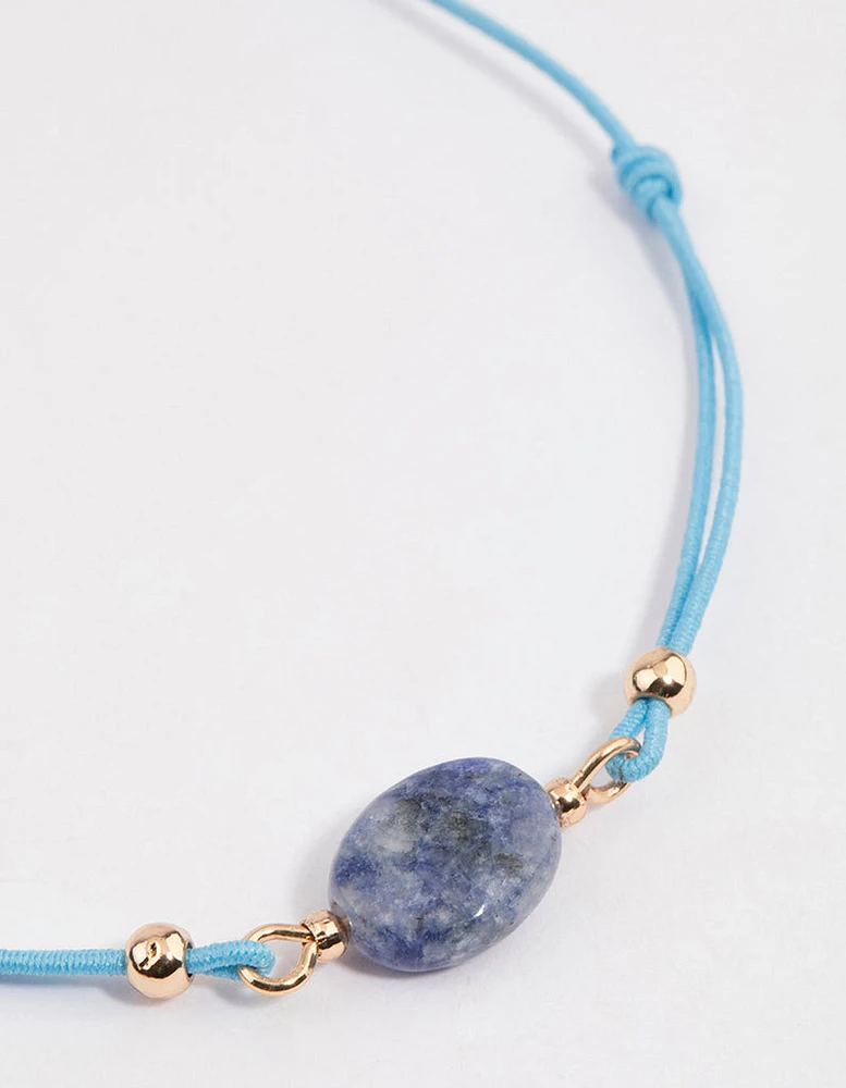 Fabric Dainty Semi-Precious Pendant Bracelet