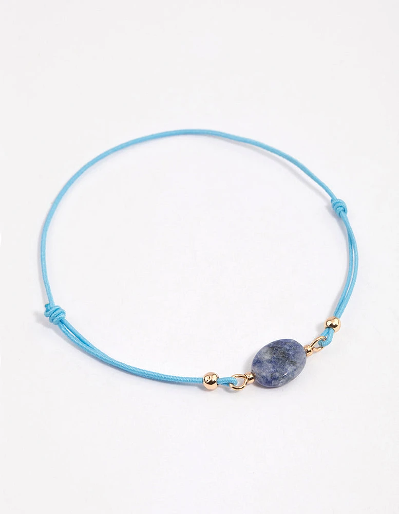 Fabric Dainty Semi-Precious Pendant Bracelet