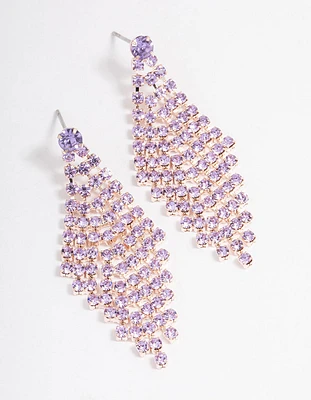 Rose Gold Tier Diamante Drop Earrings