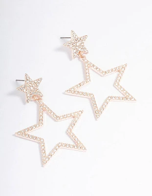 Rose Gold Glamorous Star Drop Earrings