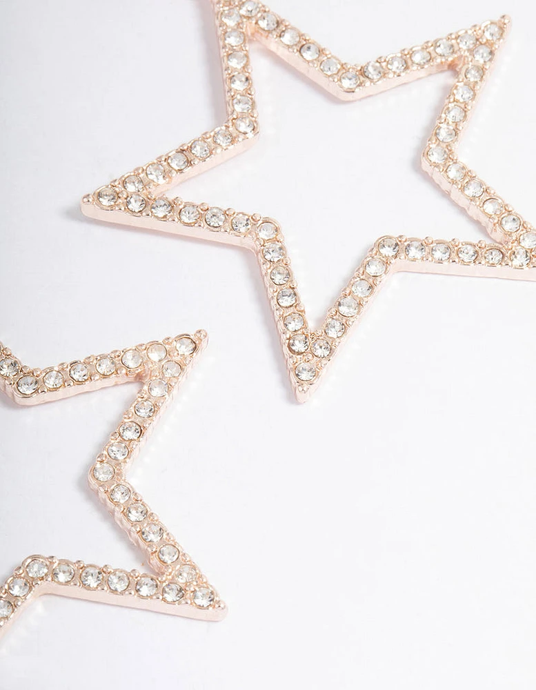 Rose Gold Glamorous Star Drop Earrings