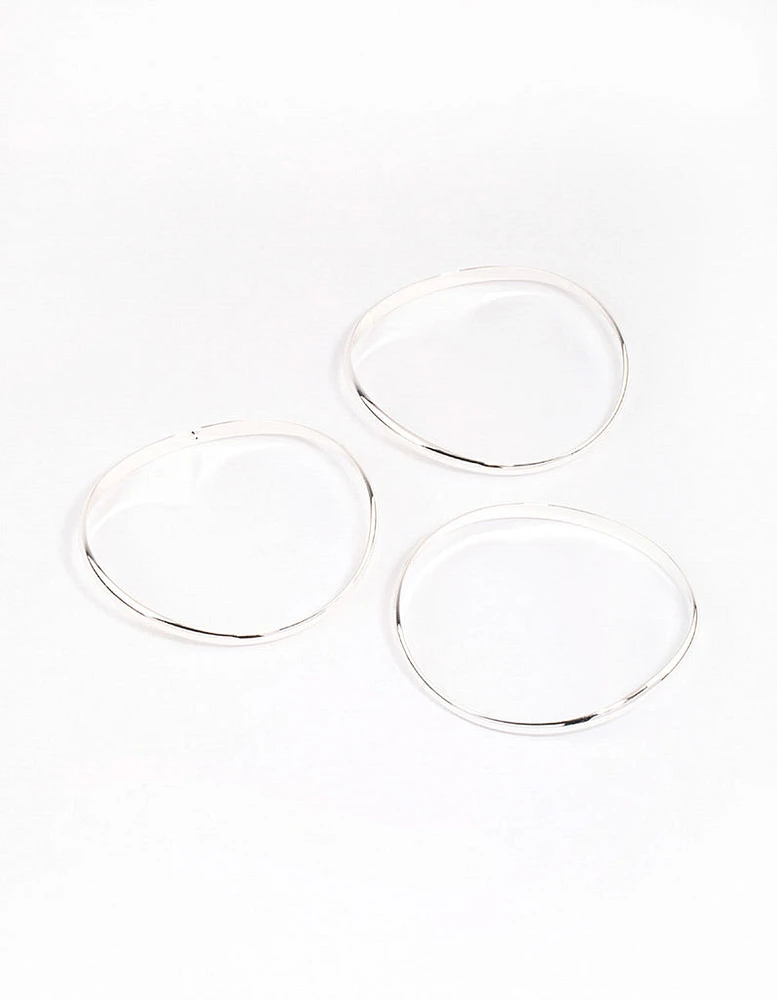 Silver Plated Brass Irregular Smooth Bracelet Pack