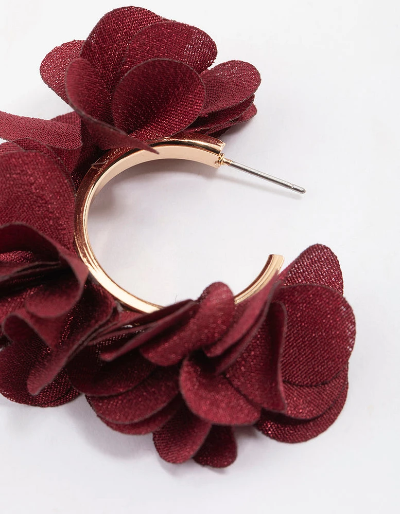 Gold Multi Petal Hoop Earrings