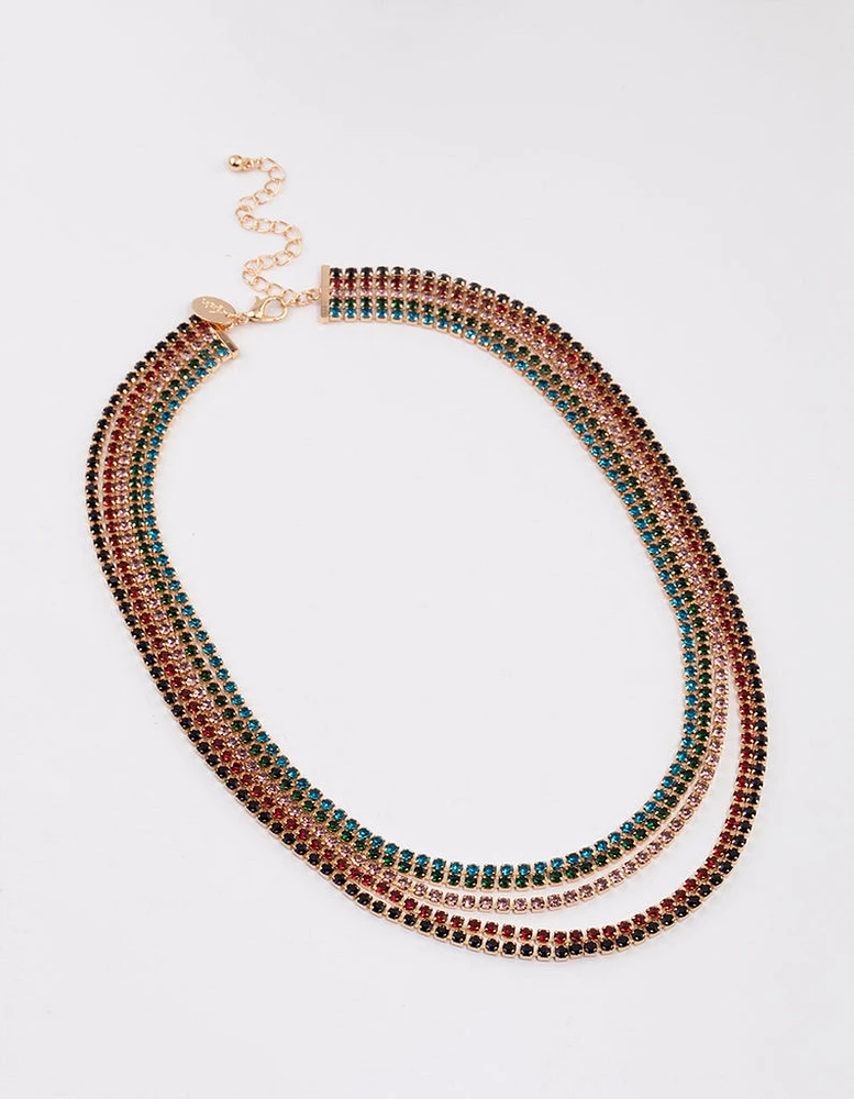 Gold Multi-Row Cup Chain Necklace