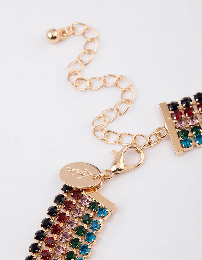 Gold Multi-Row Cup Chain Necklace