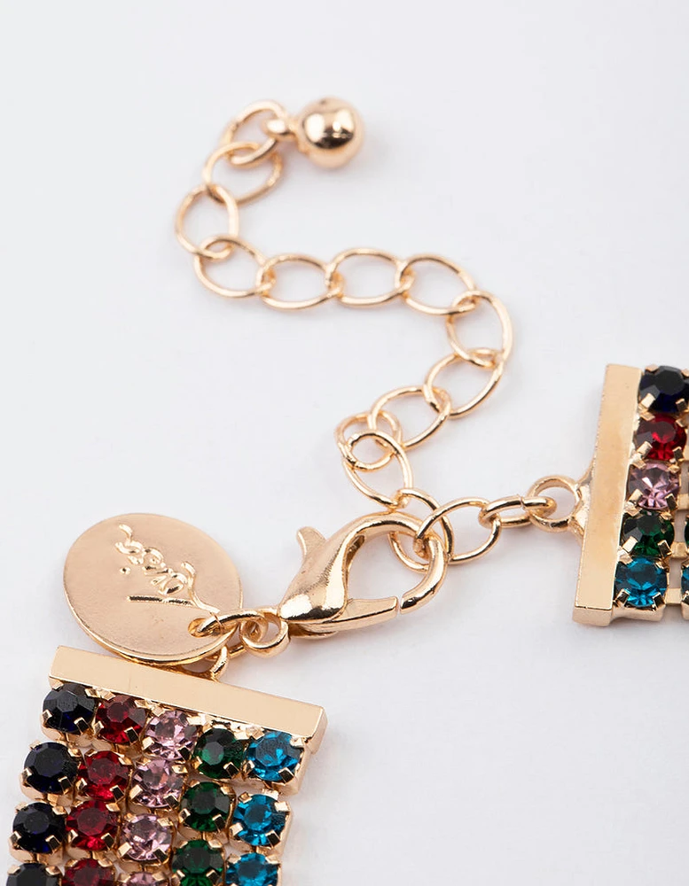 Gold Multi-Row Cup Chain Bracelet