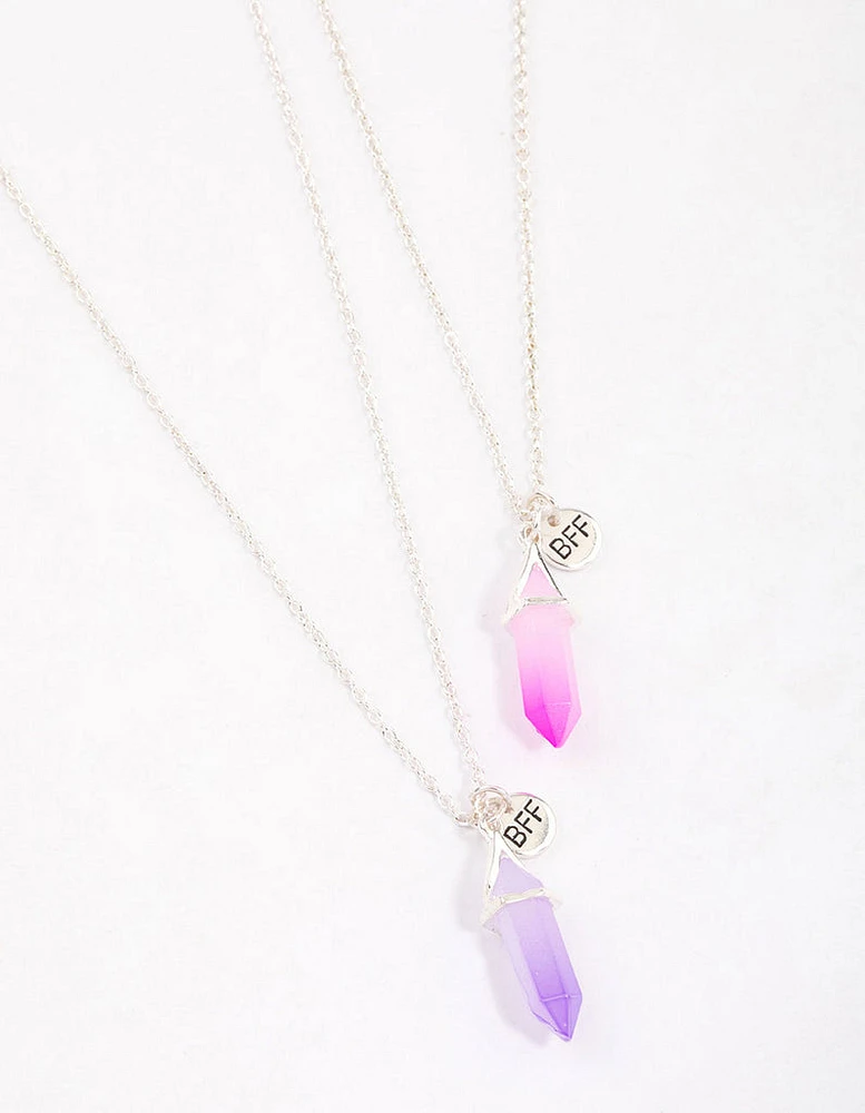 Silver Pink & Purple Crystal Necklace Pack