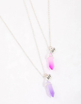 Silver Pink & Purple Crystal Necklace Pack