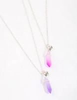 Silver Pink & Purple Crystal Necklace Pack