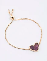 Gold Amethyst Heart Toggle Bracelet