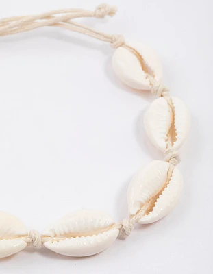 Neutral Cord Cowrie Shell Bracelet