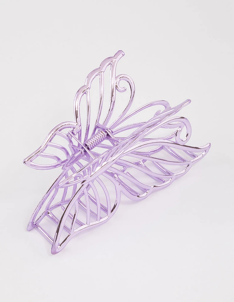 Coated Lilac Detailed Butterfly Hair Claw Clip