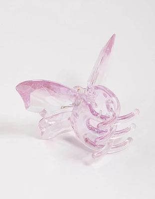 Pink Iridescent Butterfly Hair Claw Clip