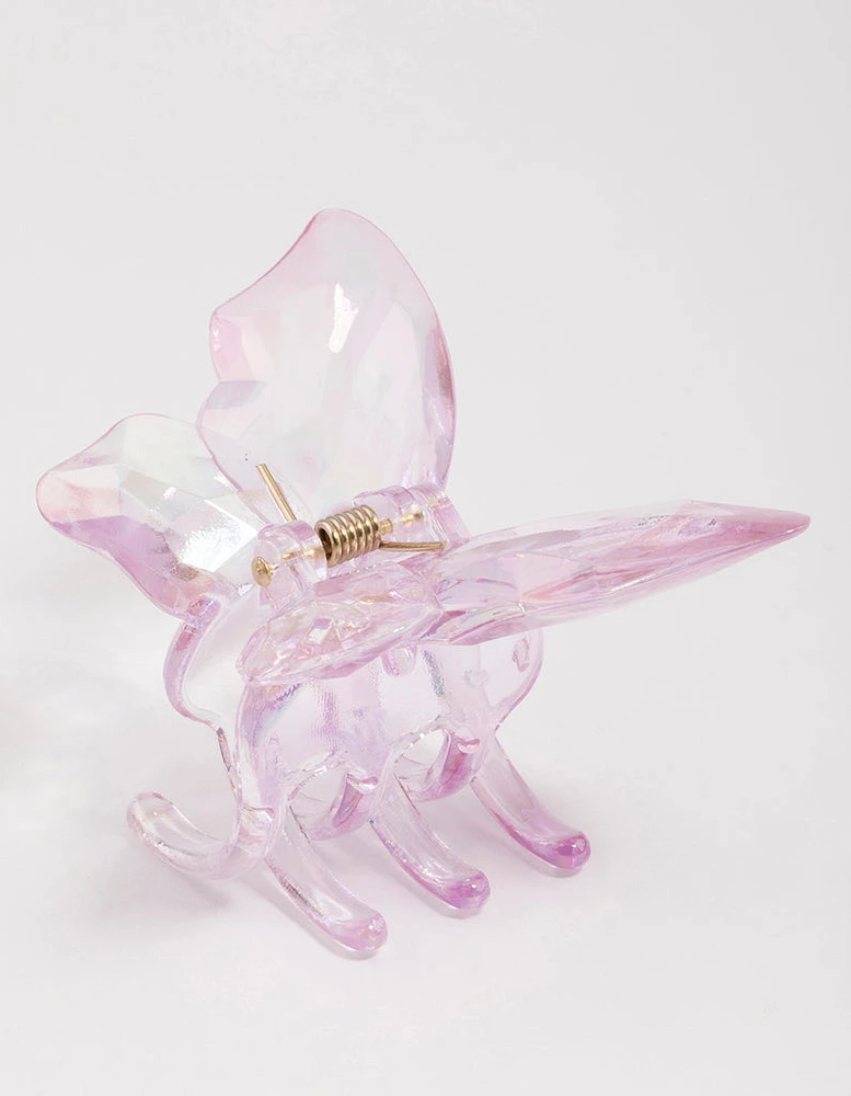 Pink Iridescent Butterfly Hair Claw Clip