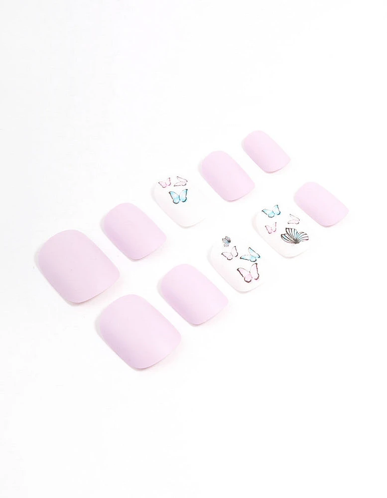 Tweens Lilac & Butterfly Press On Nails