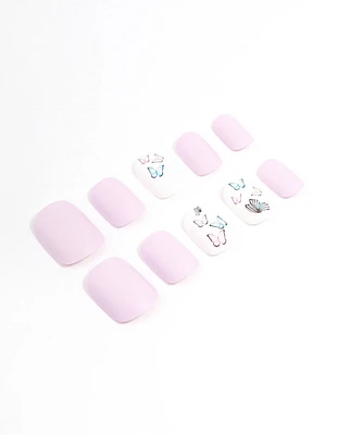 Tweens Lilac & Butterfly Press On Nails