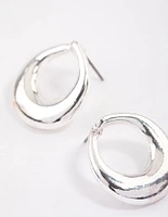 Silver Open Circle Stud Earrings & Polishing Set