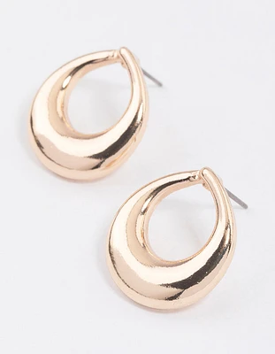 Gold Open Circle Stud Earrings & Polishing Set