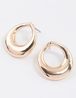 Gold Open Circle Stud Earrings & Polishing Set