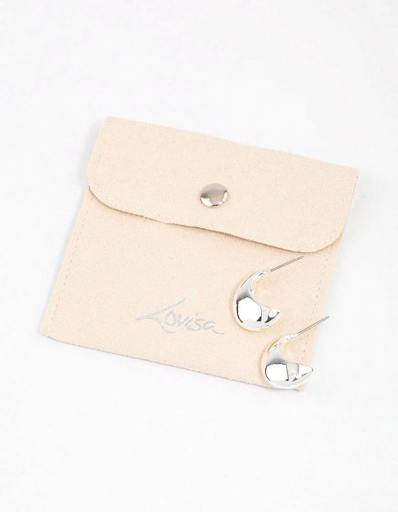 Silver Mini Bubble Huggie Earrings & Polishing Set