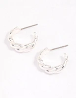 Silver Rope Twisted Huggie Earrings & Polishing Set