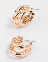 Gold Triple Row Hoop Earrings & Polishing Set