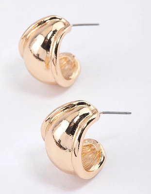 Gold Rounded Edge Hoop Earrings & Polishing Set