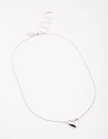 Silver Puffy Heart Necklace & Polishing Set