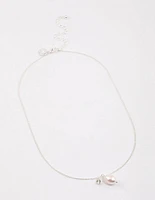 Silver Freshwater Pearl Diamante Drop Necklace & Polishing Set