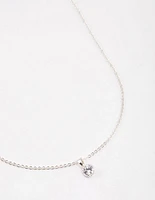 Silver Encased Diamante Drop Necklace & Polishing Set